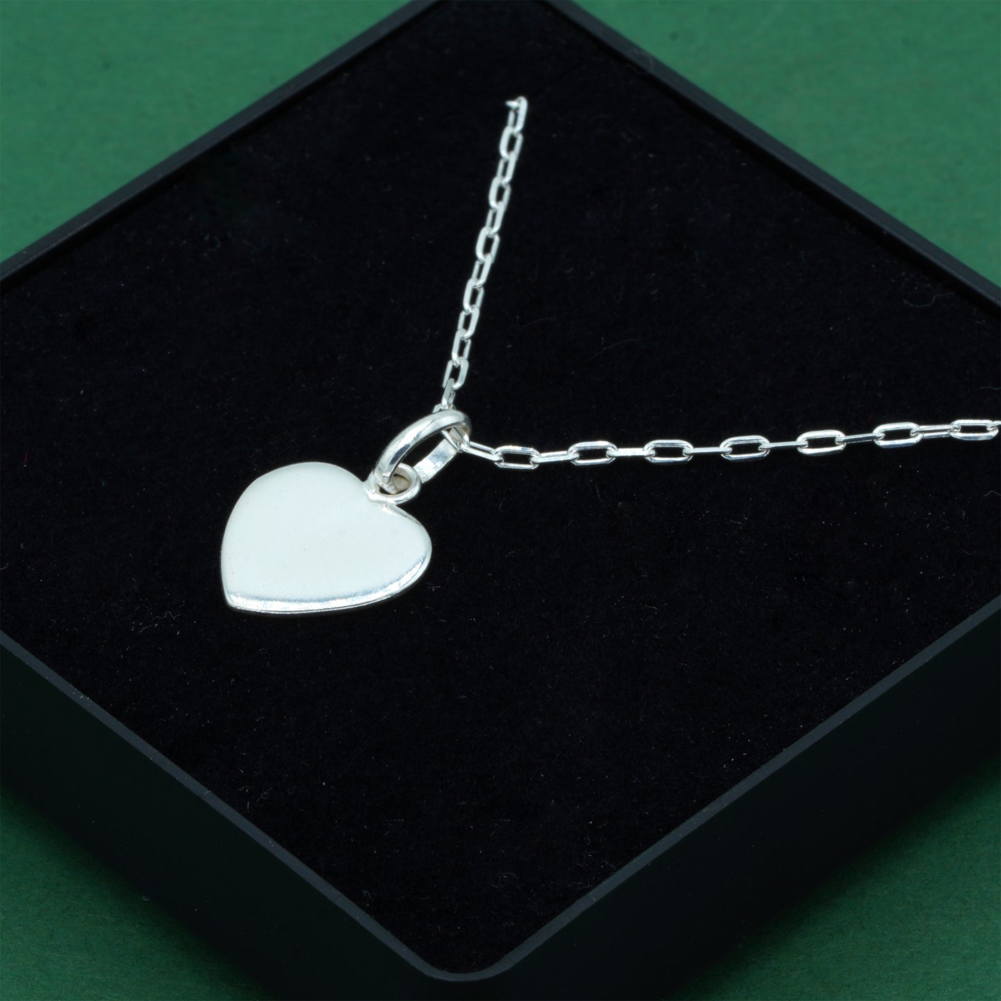 925 Sterling Silver Paperclip Link Chain With Flat Heart Pendant Necklace, Valentine’s Day Gift for Her, Supplied in Gift Box