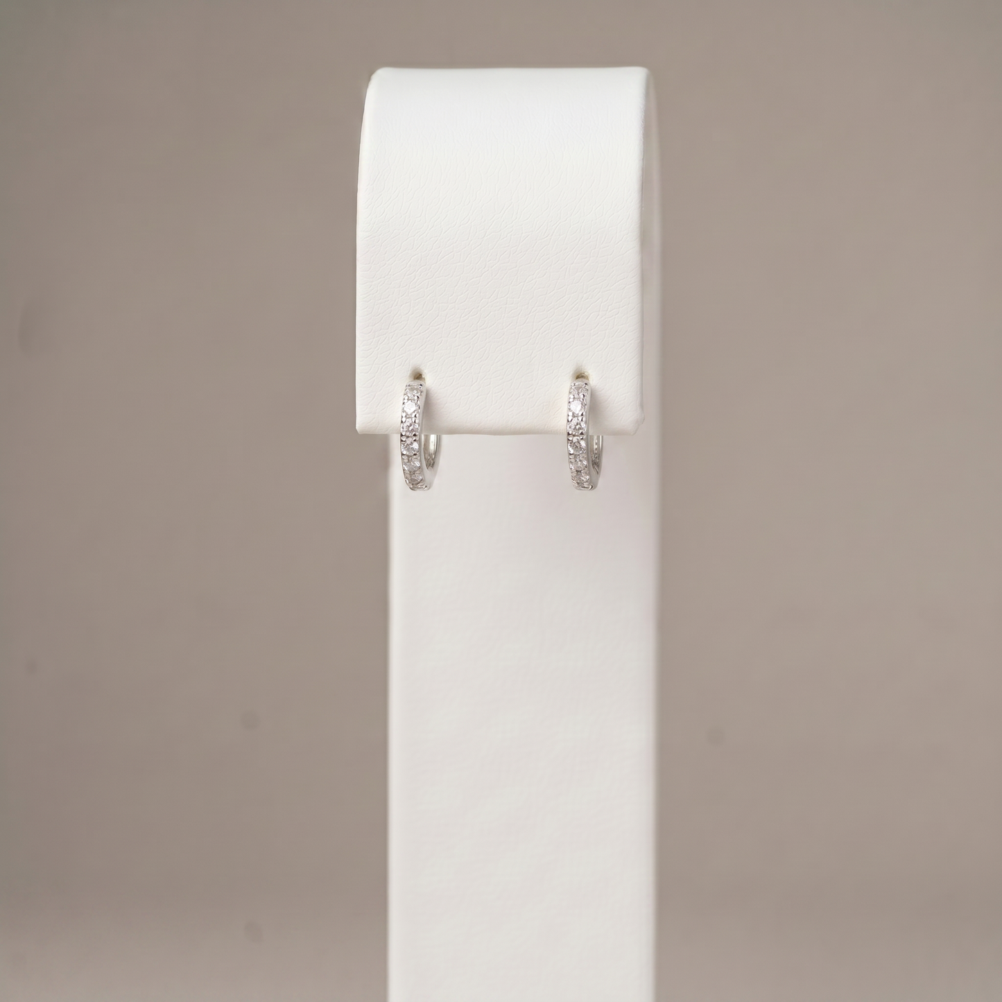 10mm Sterling Silver Pavé CZ Huggie Hoops