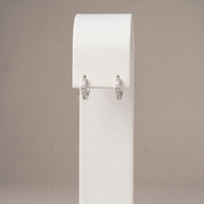 10mm Sterling Silver Pavé CZ Huggie Hoops