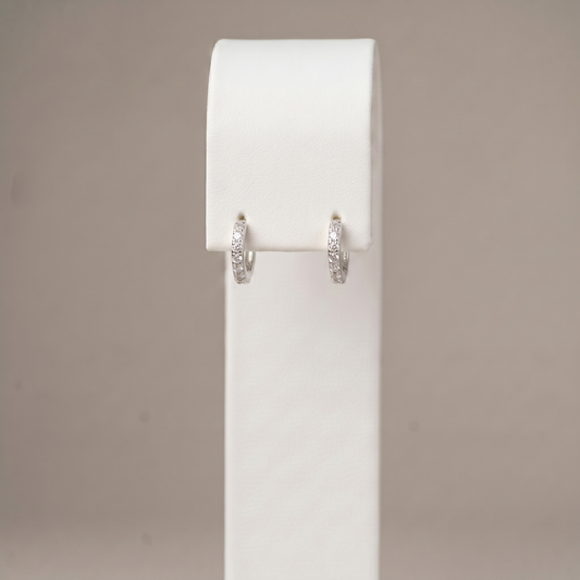 10mm Sterling Silver Pavé CZ Huggie Hoops