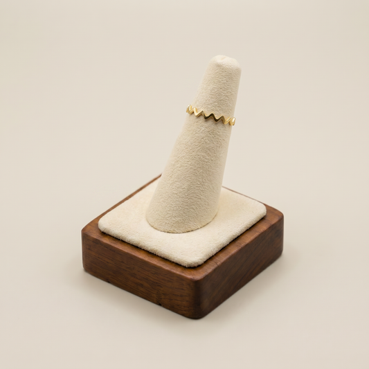 18k Flash Gold Plated Geometric Wave Zig Zag Ring Band