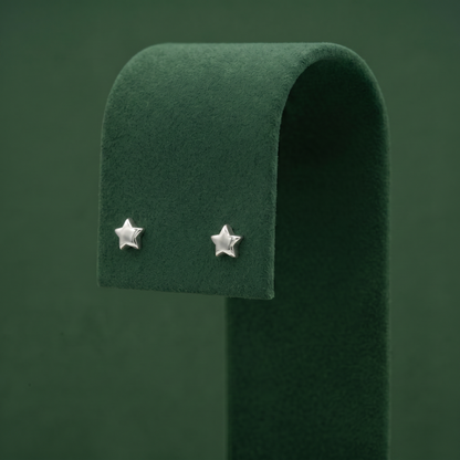 4mm Tiny Star Stud Earrings in Sterling Silver and Flash Gold