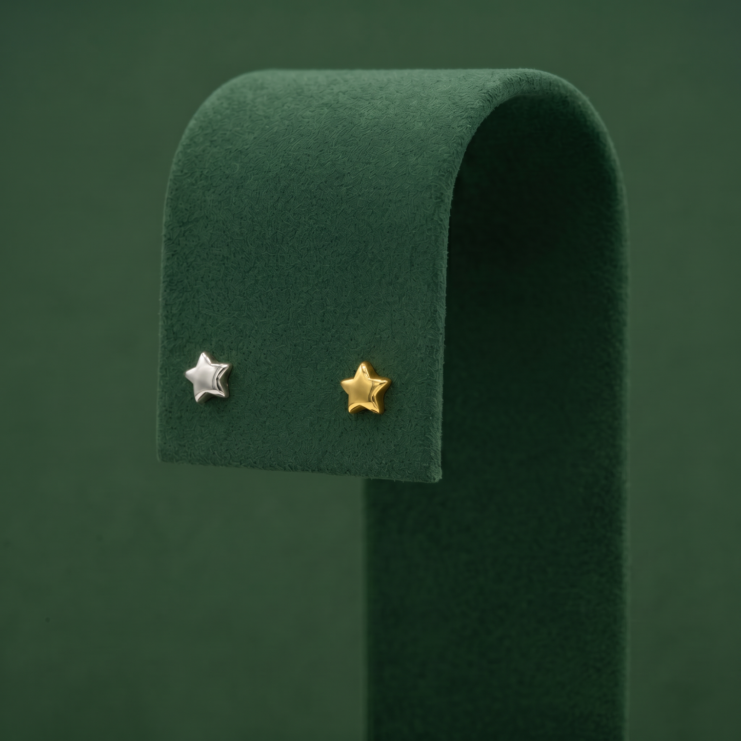 4mm Tiny Star Stud Earrings in Sterling Silver and Flash Gold