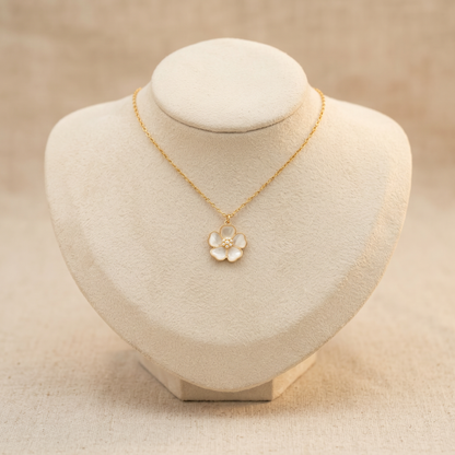 Mother-of-Pearl/Enamel Sakura Flower Necklace