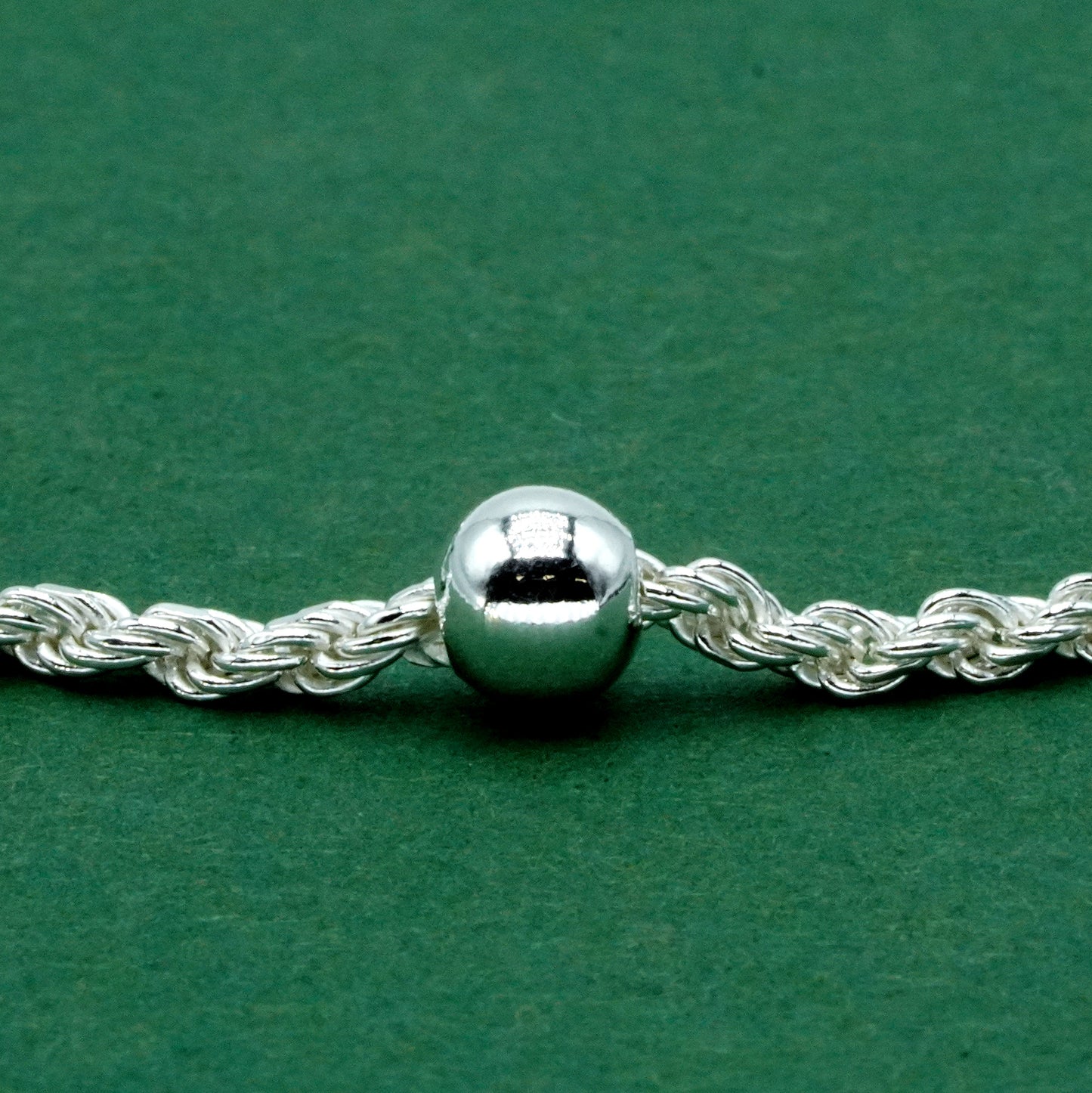 Sterling Silver Beaded Rope Chain Bracelet