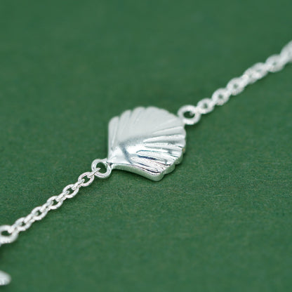 Sterling Silver Beach Charm Bracelet - Seashell, Starfish, Cowrie Shell