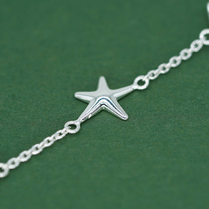 Sterling Silver Beach Charm Bracelet - Seashell, Starfish, Cowrie Shell