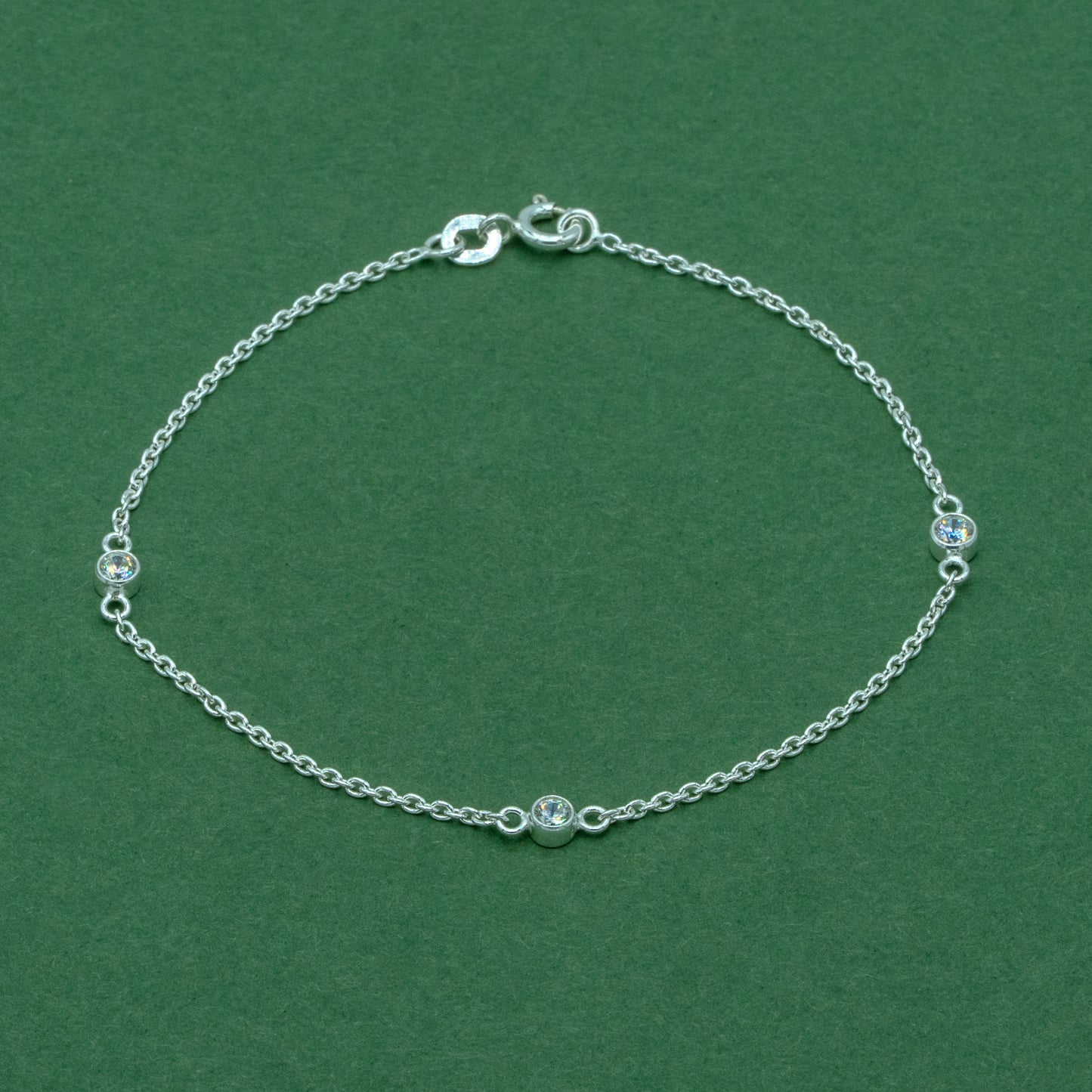 Sterling Silver Cubic Zirconia Rolo Bracelet