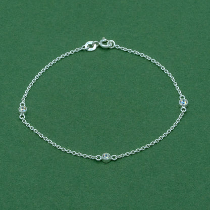 Sterling Silver Cubic Zirconia Rolo Bracelet
