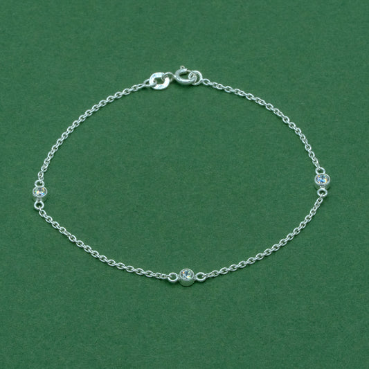 Sterling Silver Cubic Zirconia Rolo Bracelet