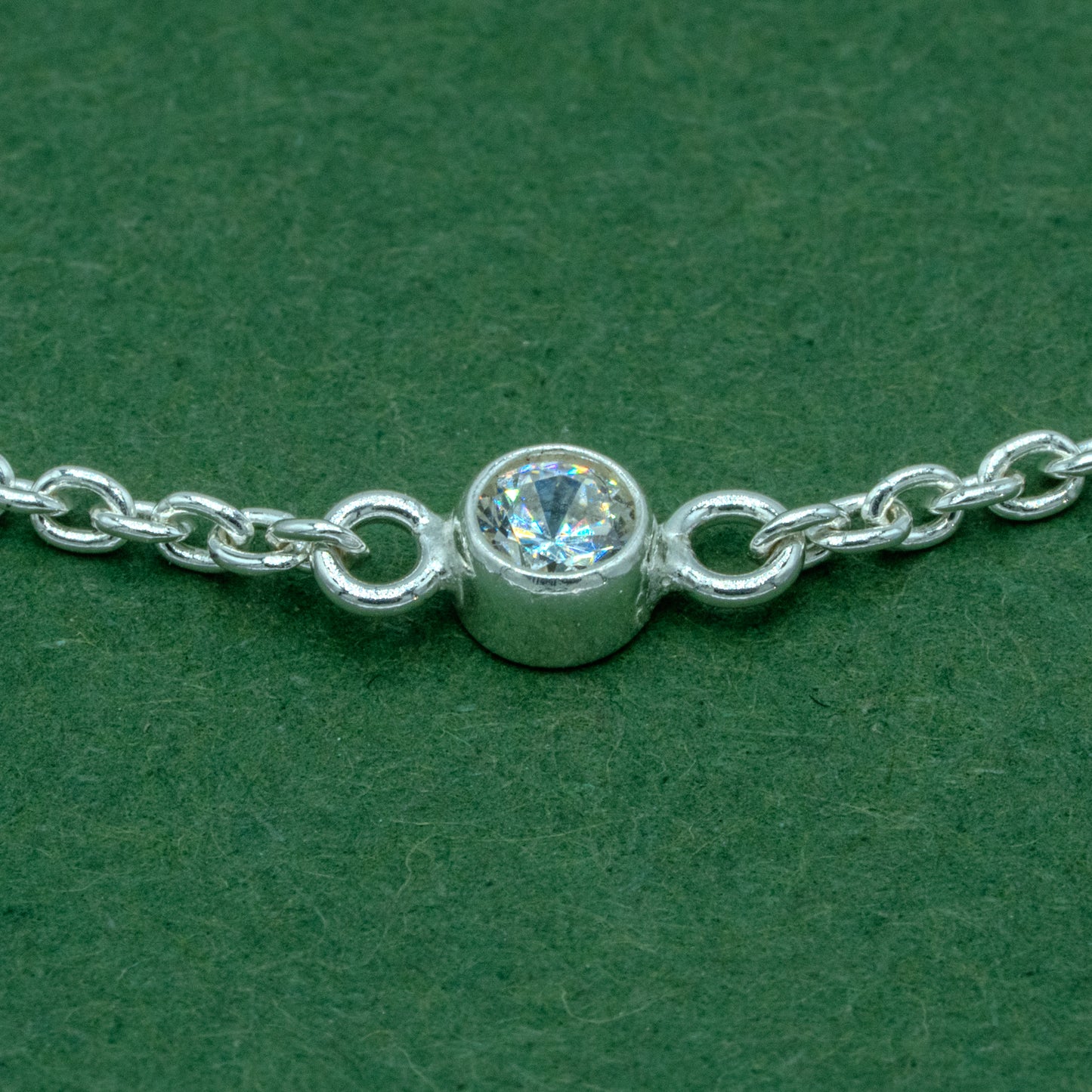 Sterling Silver Cubic Zirconia Rolo Bracelet