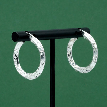 Sterling Silver Chiselled Hoop Earrings