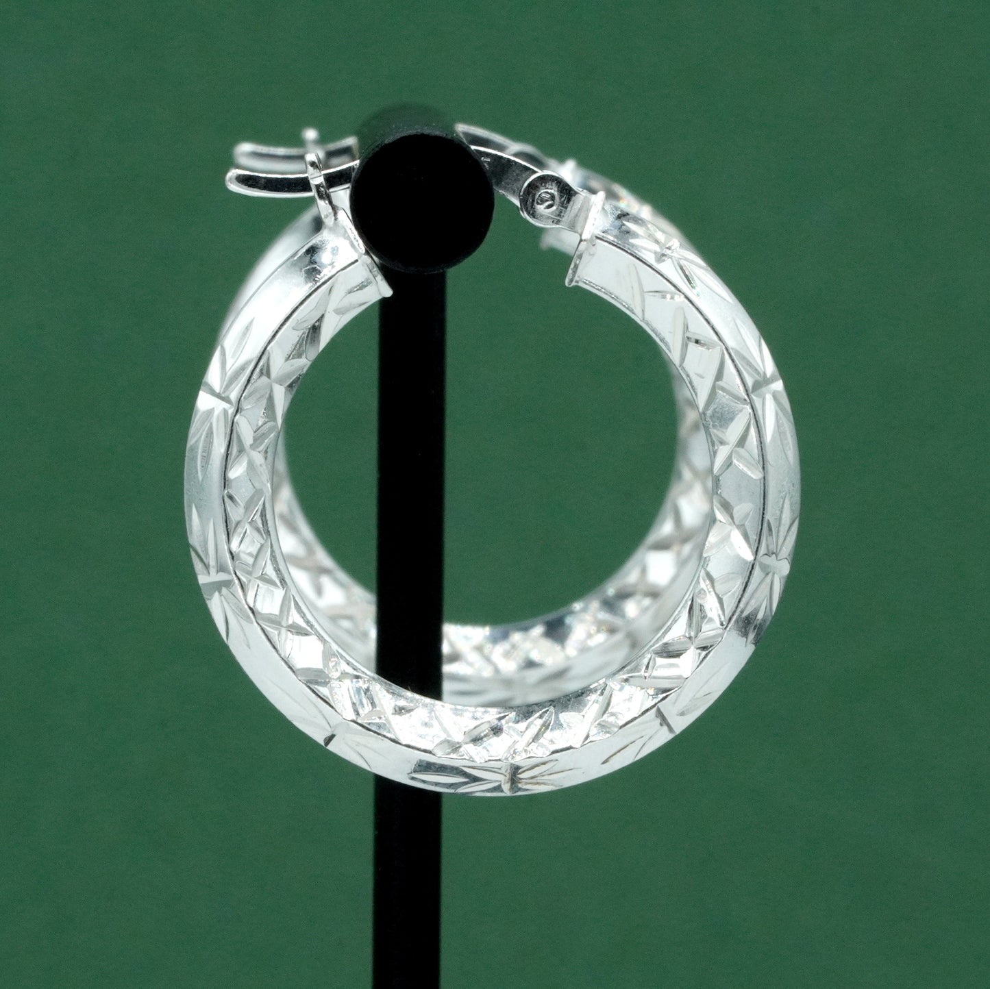 Sterling Silver Chiselled Hoop Earrings