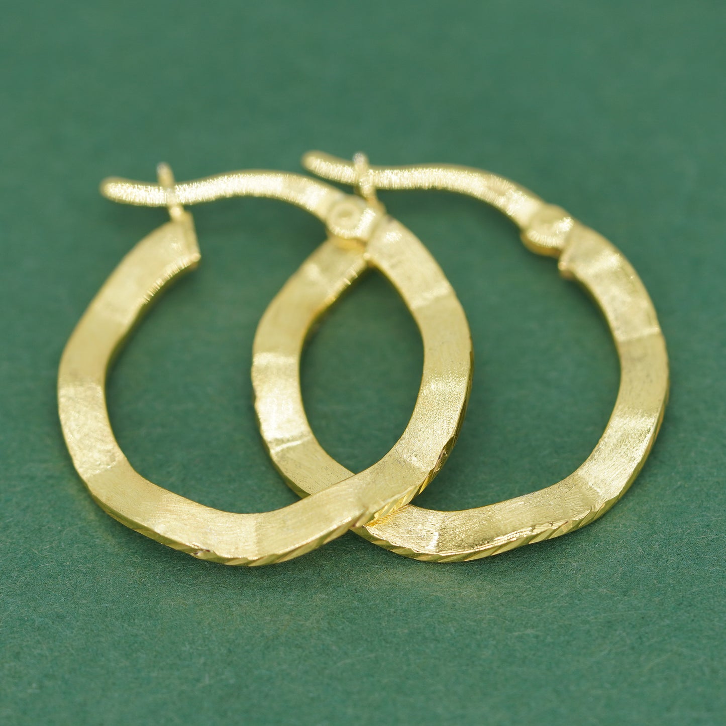 Vintage Effect Wavy Creole Hoop Earrings - 18k Gold Plated/925 Sterling Silver
