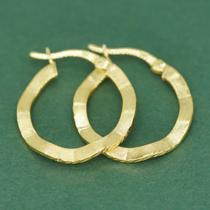 Vintage Effect Wavy Creole Hoop Earrings - 18k Gold Plated/925 Sterling Silver