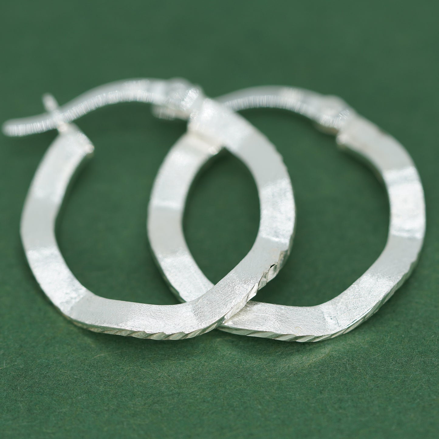 Vintage Effect Wavy Creole Hoop Earrings - 18k Gold Plated/925 Sterling Silver