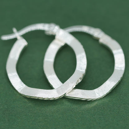 Vintage Effect Wavy Creole Hoop Earrings - 18k Gold Plated/925 Sterling Silver