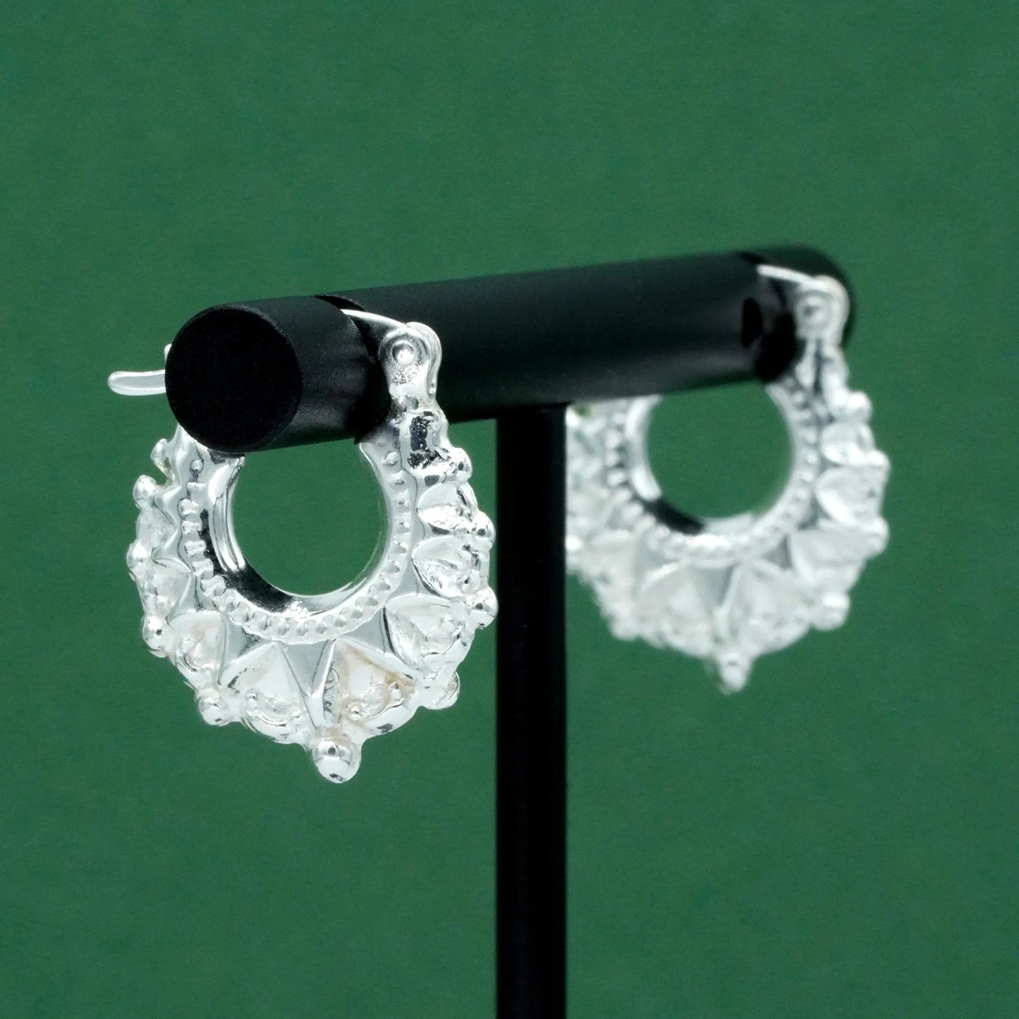 Victorian Spike Creole Earrings, 925 Sterling Silver Statement Hoops, Vintage Inspired Earrings, Gift for Her