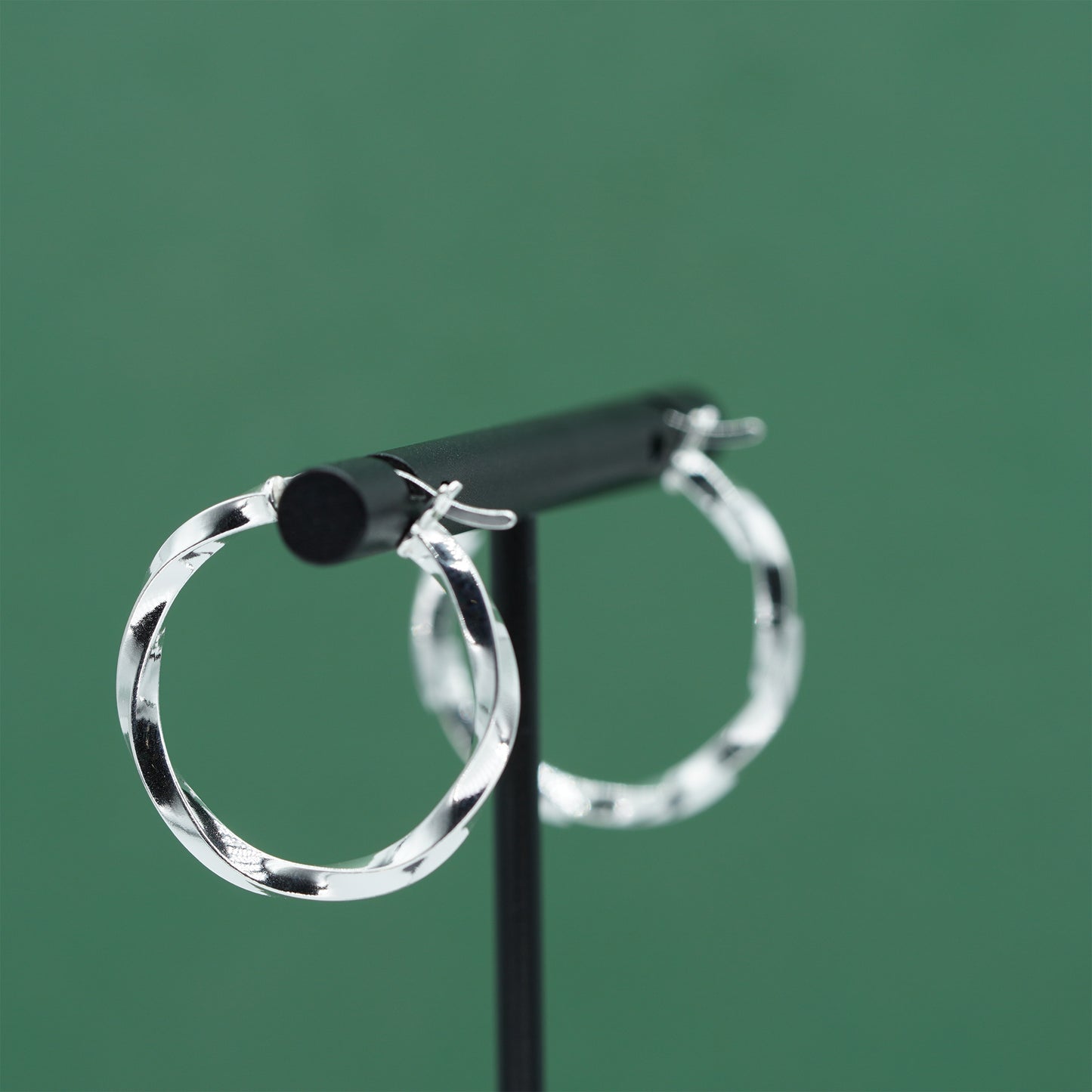 925 Sterling Silver Twisted Hoop Earrings, Rope Effect Silver Hoops, 24mm Polished Everyday Statement Jewellery