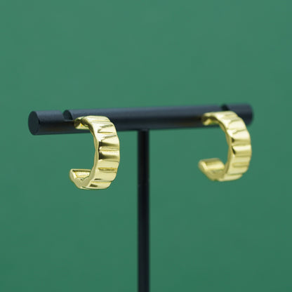 Gold Plated Bubble/Ridge Hoop Earrings