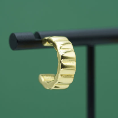 Gold Plated Bubble/Ridge Hoop Earrings