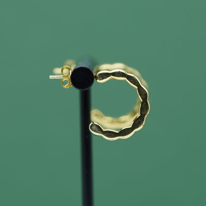 Gold Plated Bubble/Ridge Hoop Earrings