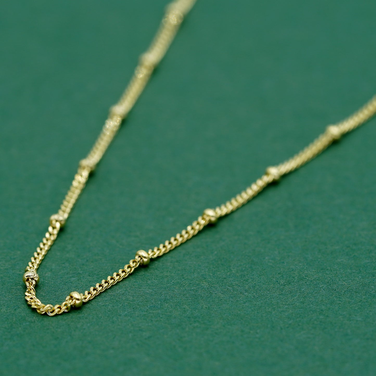 18k Gold Plated Sterling Silver Satellite Curb Chain Necklace