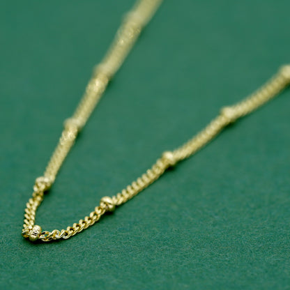 18k Gold Plated Sterling Silver Satellite Curb Chain Necklace