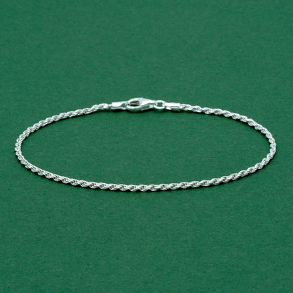 Sterling Silver 1.6mm Rope Chain Bracelet