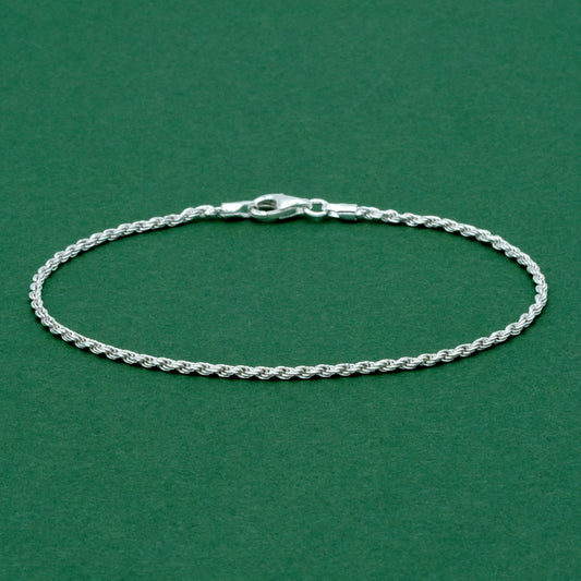 Sterling Silver 1.6mm Rope Chain Bracelet