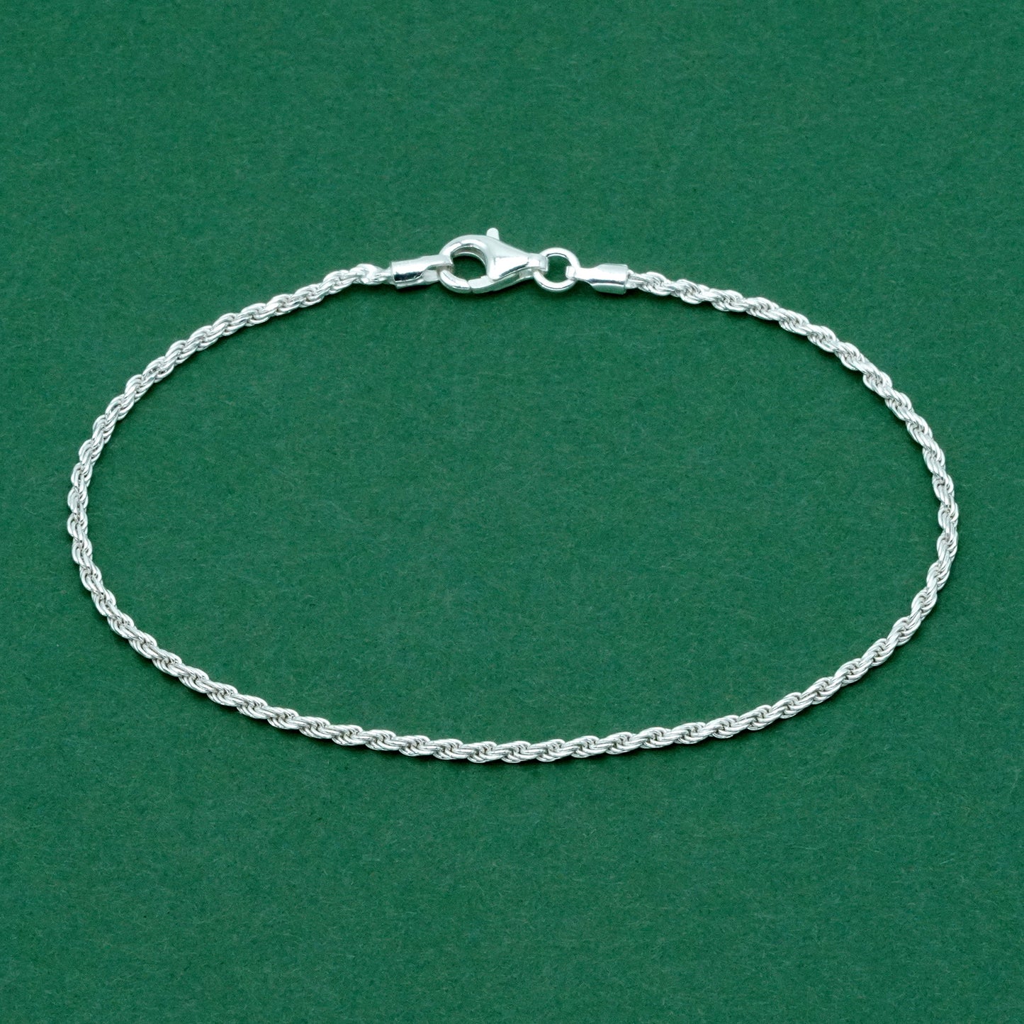 Sterling Silver 1.6mm Rope Chain Anklet