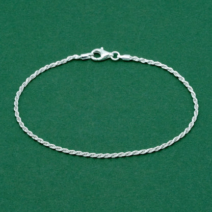 Sterling Silver 1.6mm Rope Chain Anklet