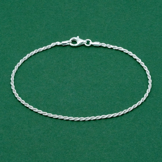 Sterling Silver 1.6mm Rope Chain Anklet