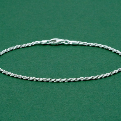 Sterling Silver 1.6mm Rope Chain Bracelet