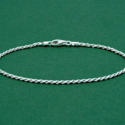 Sterling Silver 1.6mm Rope Chain Bracelet