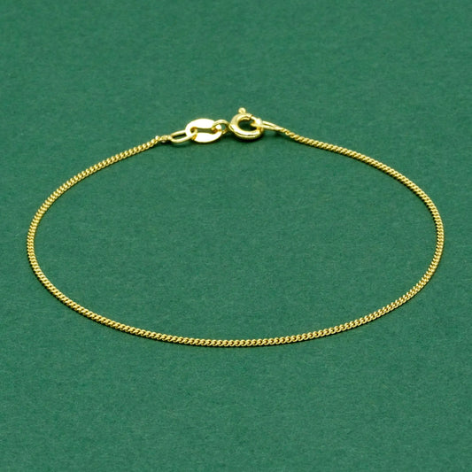 18k Gold Flash Plated Curb Chain Anklet, Delicate 1mm Gold Ankle Bracelet, Minimal Everyday Jewellery