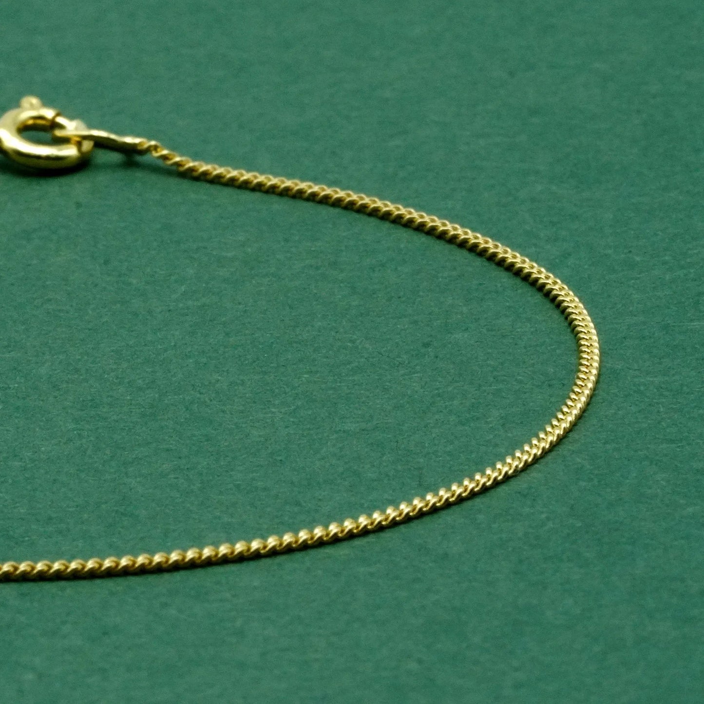 18k Gold Flash Plated Curb Chain Anklet, Delicate 1mm Gold Ankle Bracelet, Minimal Everyday Jewellery