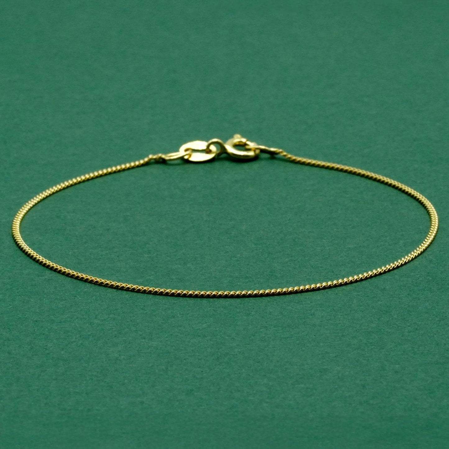 18k Gold Flash Plated Curb Chain Anklet, Delicate 1mm Gold Ankle Bracelet, Minimal Everyday Jewellery