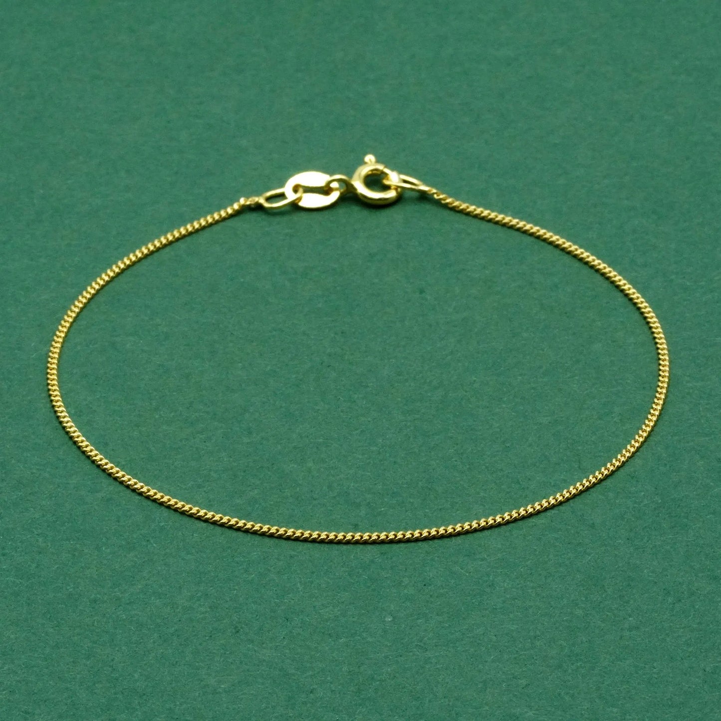 18k Gold Flash Plated Curb Chain Anklet, Delicate 1mm Gold Ankle Bracelet, Minimal Everyday Jewellery