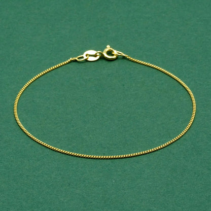 18k Gold Flash Plated Curb Chain Anklet, Delicate 1mm Gold Ankle Bracelet, Minimal Everyday Jewellery