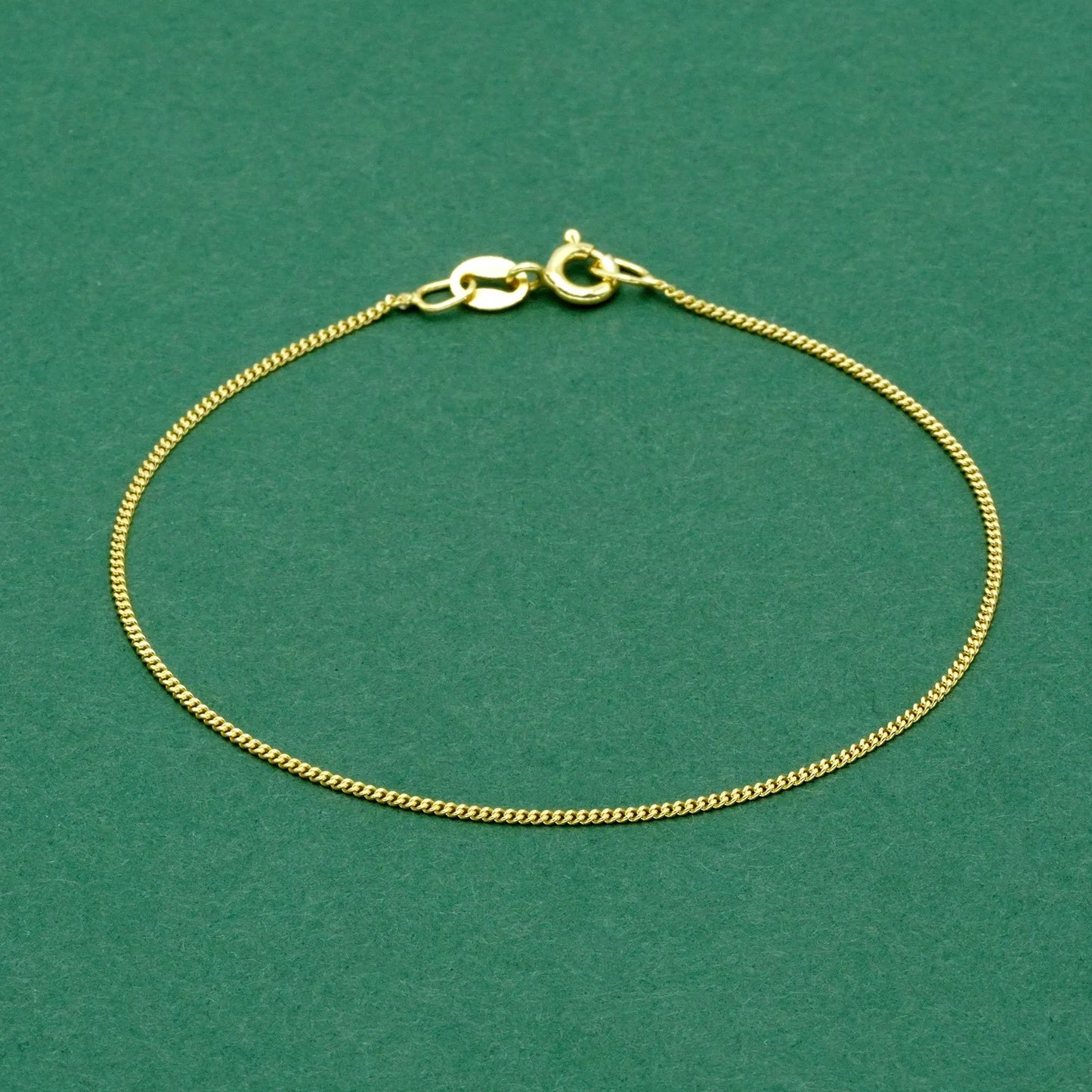 18k Gold Flash Plated Curb Chain Anklet, Delicate 1mm Gold Ankle Bracelet, Minimal Everyday Jewellery