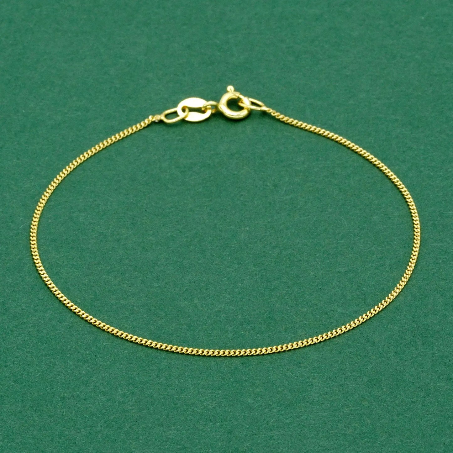 18k Gold Flash Plated Curb Chain Anklet, Delicate 1mm Gold Ankle Bracelet, Minimal Everyday Jewellery