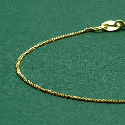 18k Gold Flash Plated Curb Chain Anklet, Delicate 1mm Gold Ankle Bracelet, Minimal Everyday Jewellery