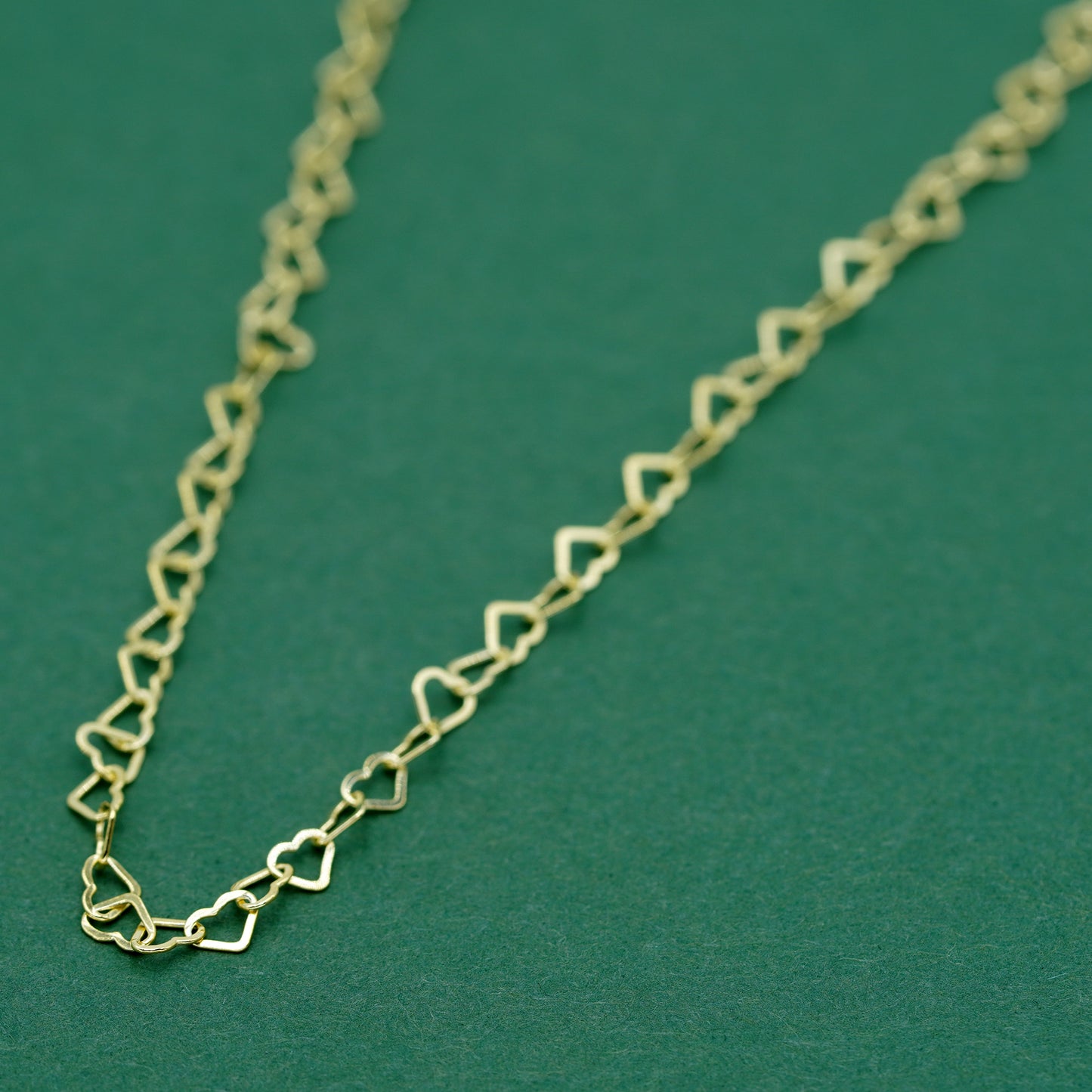 18k Gold Plated Sterling Silver 3mm Heart Link Chain Necklace