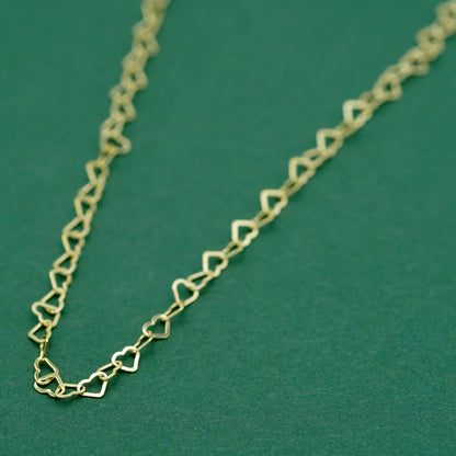 18k Gold Plated Sterling Silver 3mm Heart Link Chain Necklace