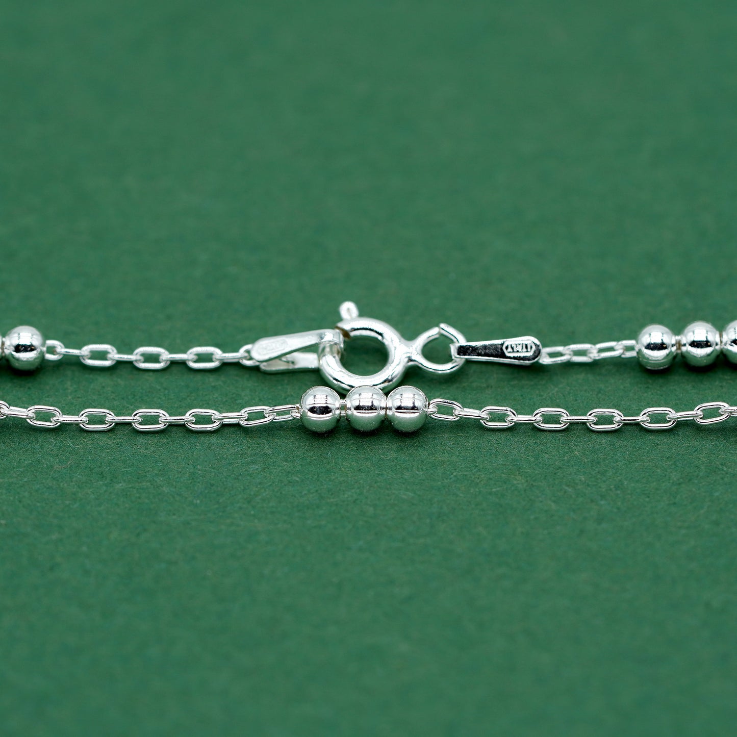 Sterling Silver Beaded Necklace – 925 Station Chain