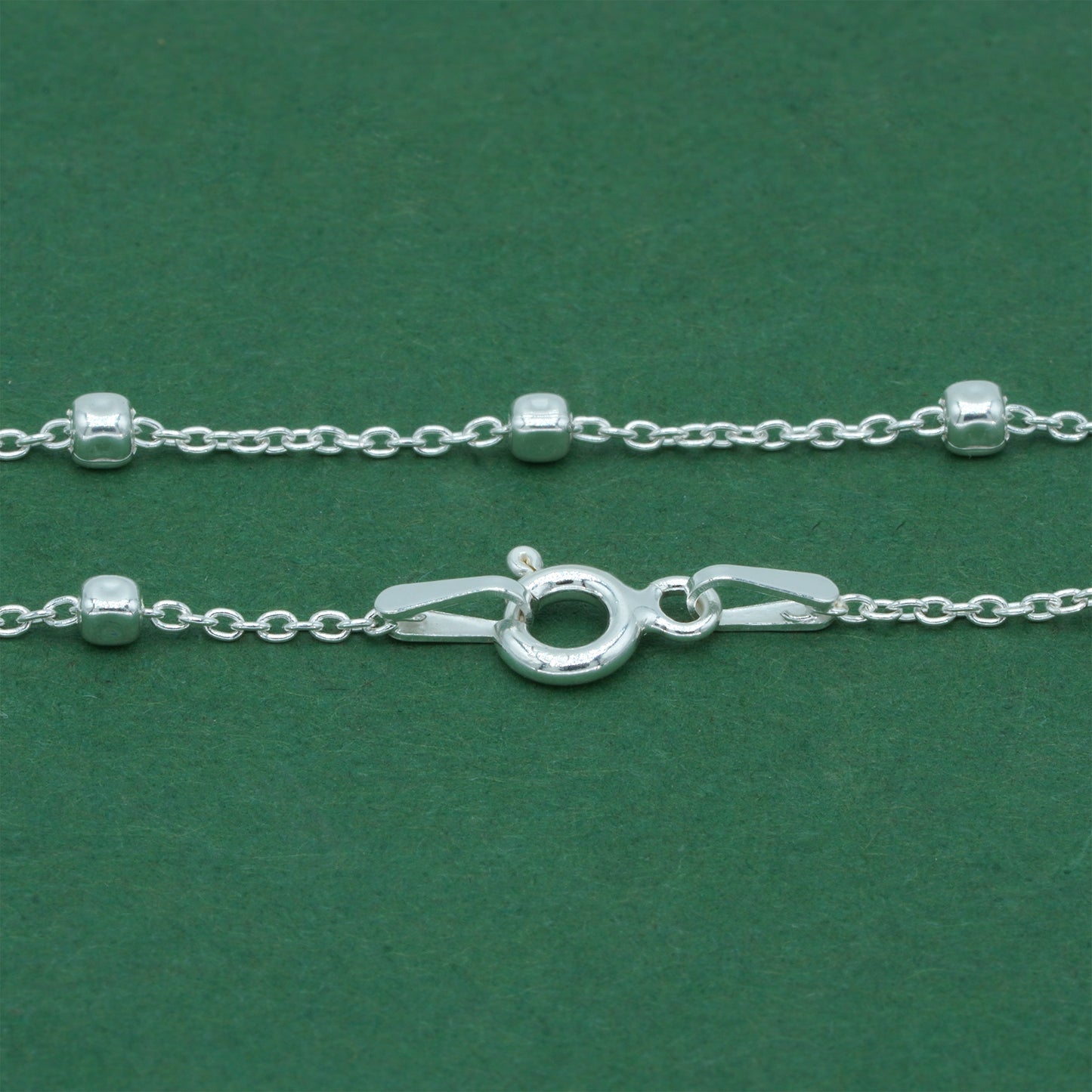 925 Sterling Silver Anchor Trace Beaded Cube Bracelet, Satellite Chain Silver Bracelet, Minimalist Dainty Everyday Jewellery