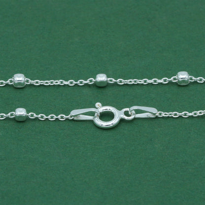 925 Sterling Silver Anchor Trace Beaded Cube Bracelet, Satellite Chain Silver Bracelet, Minimalist Dainty Everyday Jewellery