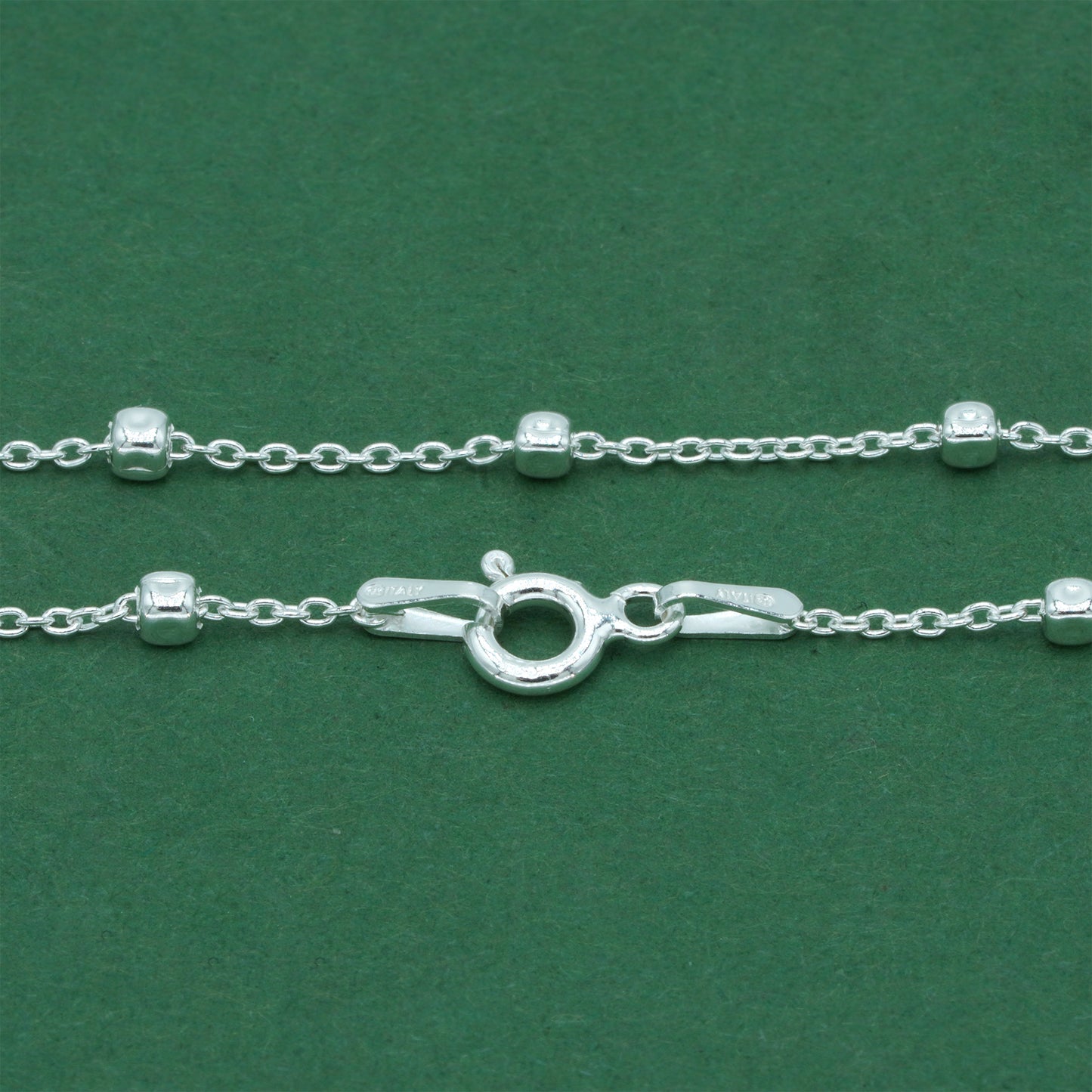 925 Sterling Silver Anchor Trace Beaded Cube Necklace, Satellite Chain Silver Necklace, Minimalist Dainty Everyday Layering Jewellery