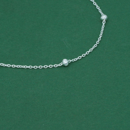 925 Sterling Silver Diamond Cut Beaded Bracelet, Satellite Chain Silver Bracelet, Minimalist Layering Everyday Jewellery